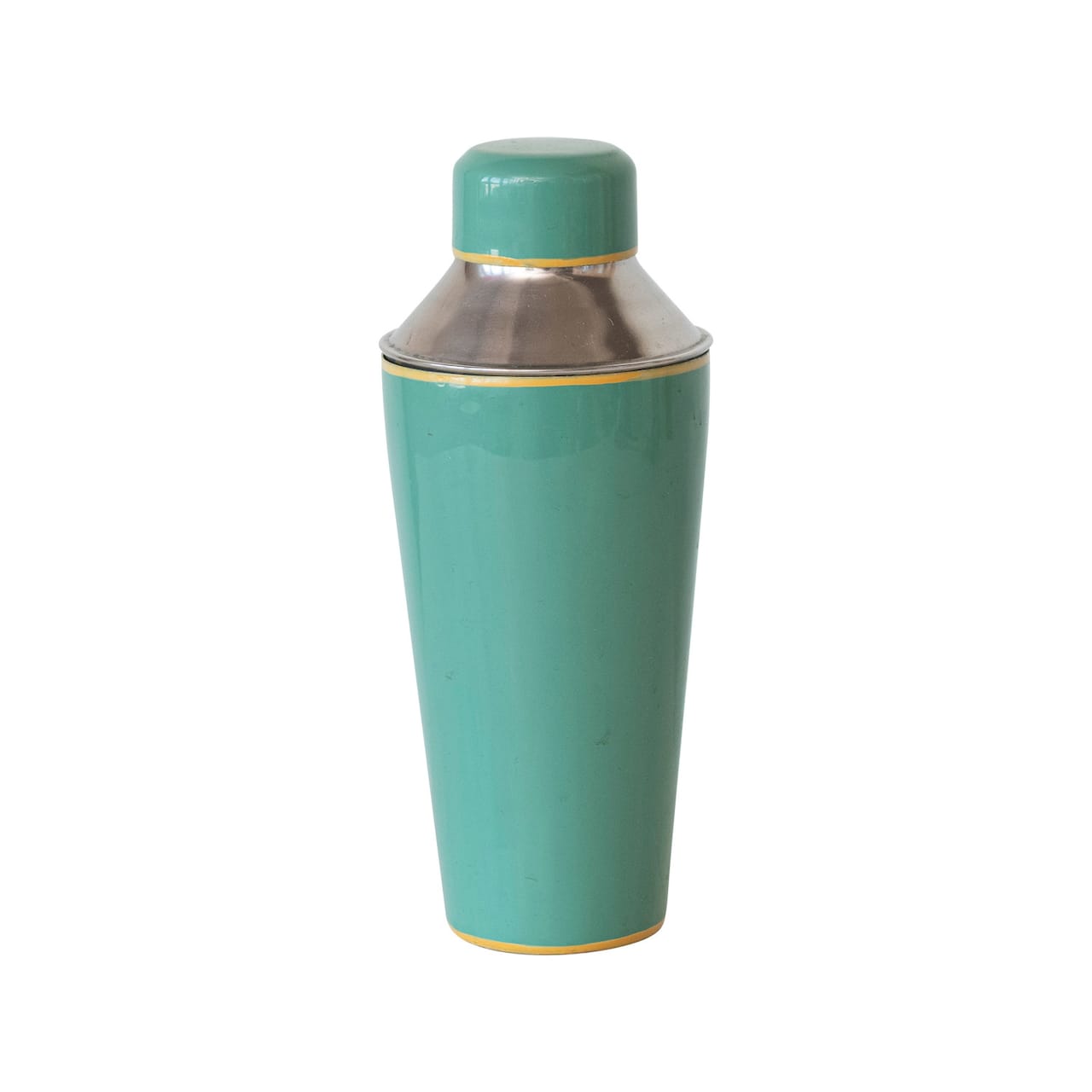 Hello Honey® 21oz. Green & Yellow Round Enameled Stainless Steel Cocktail Shaker with Colored Edge